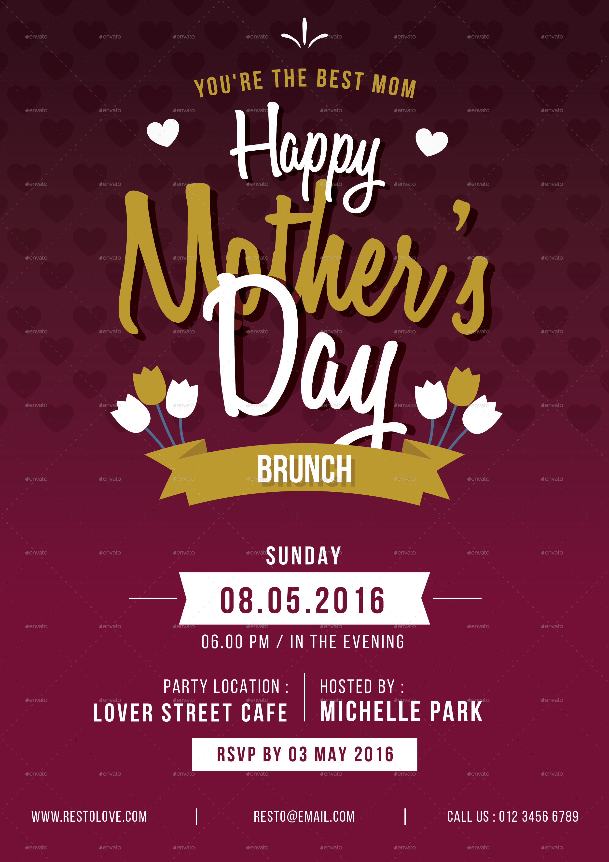 Mother Day Brunch Flyer by tokosatsu GraphicRiver